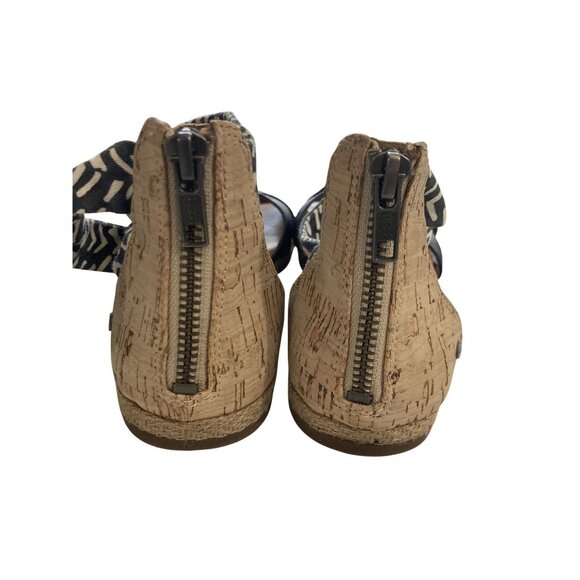 Ugg Women's Size 8 Black Leather Fabric Ankle zipper Cork Wedge Sandals shoes - Picture 3 of 7